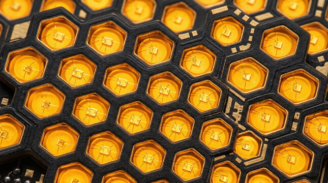 Glowing Honeycomb Abstract Macro Background