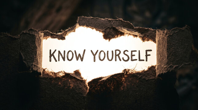 Know Yourself Inspirational Torn Paper Concept