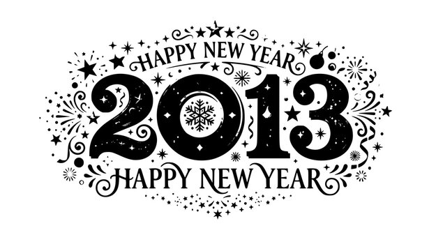 Happy New Year 2013 typography vector illustration isolated on white