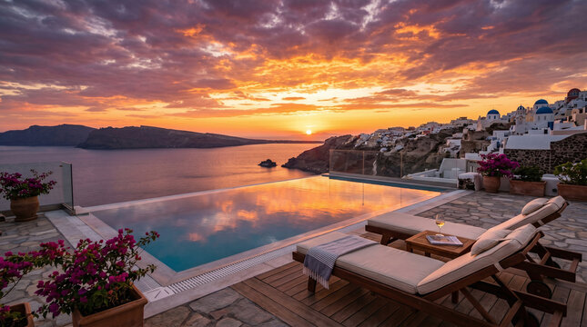 Coastal Infinity Pool with Sunset Reflection