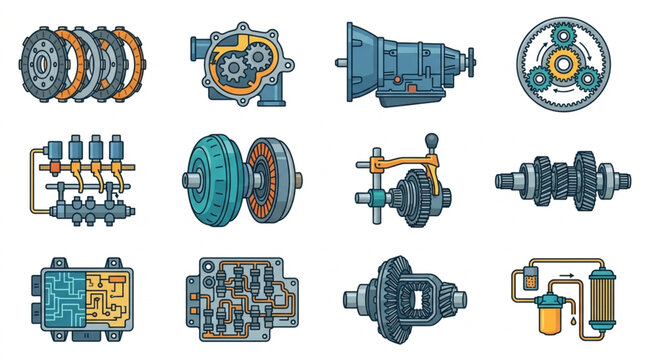 Collection of Automotive Transmission and Drivetrain Components.