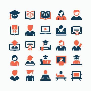 Education icons for learning and school.