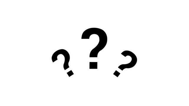 Black question mark pop-up animation. Smooth question mark appearance with clean loop motion.
