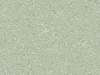 Fototapeta premium Muted Green Botanical Floral Seamless Pattern Repeat Tonal Scattered Fabric Wallpaper Elegant Surface Texture Design