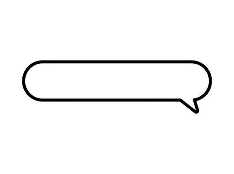 Black Outline Capsule Speech Bubble Icon on Transparent Background for Messaging Interface Design and Presentation Text Callouts