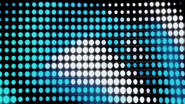 Dynamic digital grid of blue and white circles illuminates backdrop with subtle motion effects.