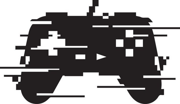 Glitchy video game controller t shirt design concept