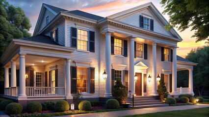 Fototapeta premium Beautiful traditional american house with columns