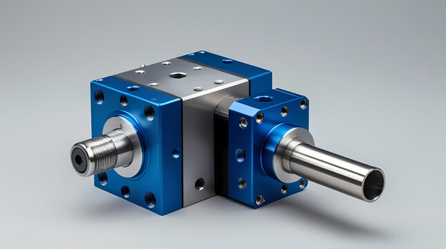 Blue anodized aluminum linear actuator with stainless steel threaded cylinder