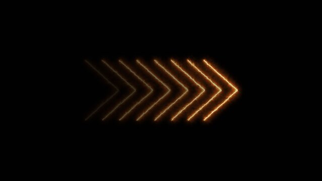  Neon line bright right arrow icon green color 4k illustration. Neon arrow right to left direction concept 4k illustration.