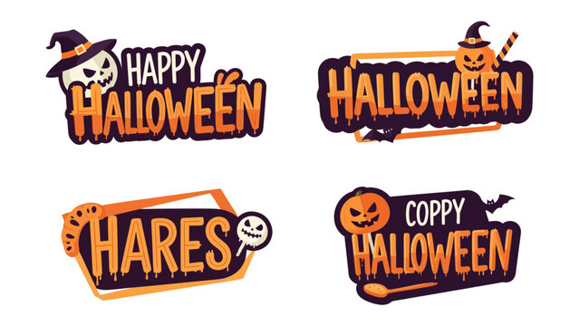 Halloween Greeting Collection: A festive compilation of four unique Halloween-themed graphic designs, featuring playful skulls, pumpkins, and spirited messages to celebrate the spooky season.