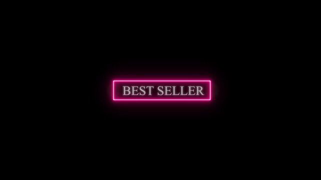 Best Sale Text 4k Animation on shop now neon light in speech bubble modern frame border animation motion graphics .Gradient best seller text badge for online stores with black background 4k