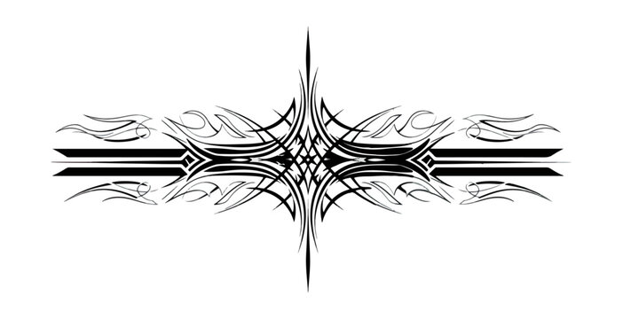 Symmetrical rorschach inkblot test pattern featuring abstract butterfly or moth design on black background