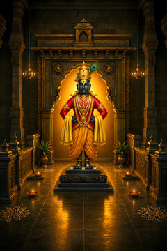 3d AI Generated of Ashadi Ekadashi festival of Lord Vitthal, Panduranga from Pandharpur, Maharashtra, India. Happy Ashadi Ekadashi	
