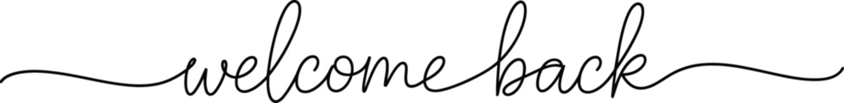 Cursive welcome back phrase isolated on transparent background