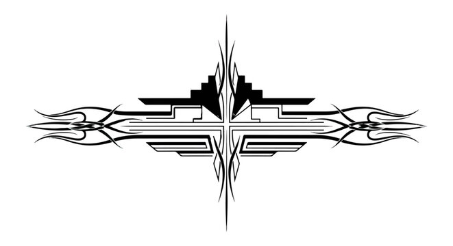 Abstract rorschach style symmetrical ink blot pattern black and white design