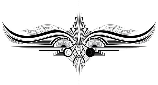 Symmetrical rorschach inkblot pattern with intricate organic and abstract shapes