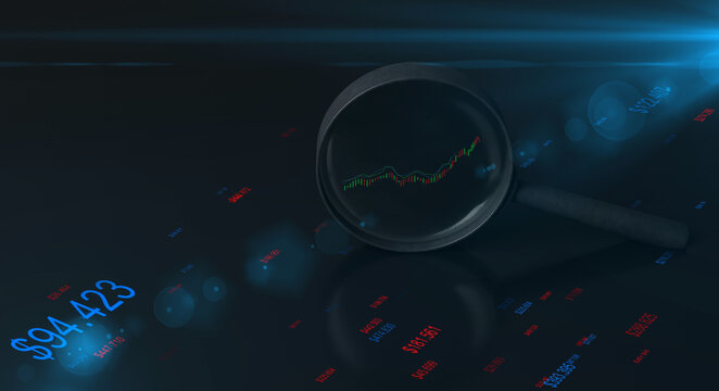 Advanced quantitative finance asset investigation and big data auditing concept, financial market research.