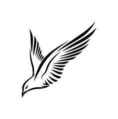 Fototapeta premium Flying Bird Icon, Black Silhouette, Vector Graphic, Wildlife Symbol