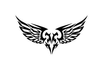 Obraz premium Black wing, wing design, eagle wing, tattoo, vector icon
