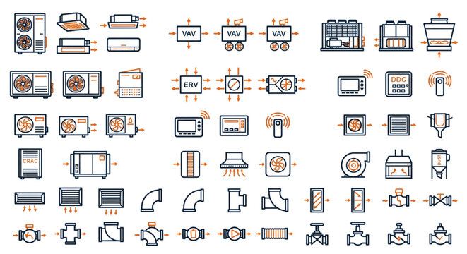 Mechanical Equipment CAD Block Collection HVAC Components Industrial Symbols Vector Set