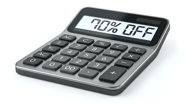 Calculator Showing 70% OFF Isolated On White Background For Sales