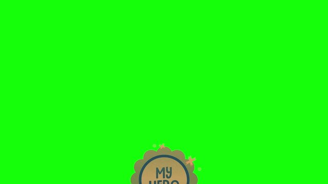 Graphic badge animation with message here text on green background label