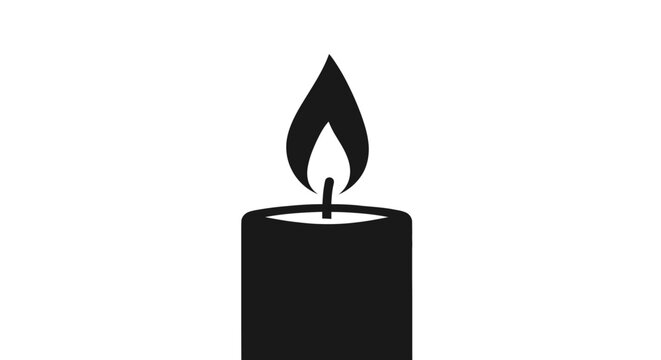 Minimalist black candle icon with a simple flame silhouette.