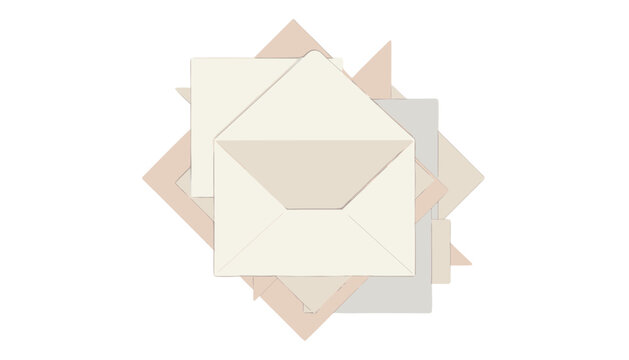 Stack of various envelopes and letters in soft neutral tones, arranged in an overlapping pattern, suggesting business correspondence and personal communication.
