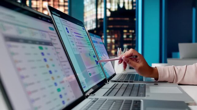 Human Resources Manager Reviewing Employee Performance Data
