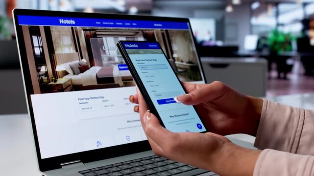 Girl Using Laptop And Phone To Search
