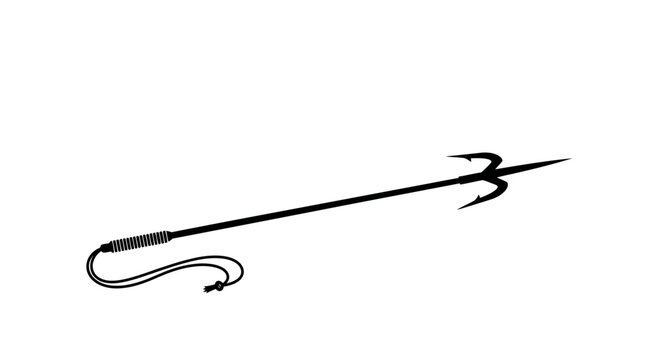 Trident fishing spear with sharp prongs.