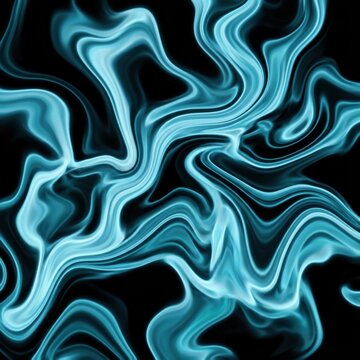 A mesmerizing abstract artwork featuring swirling blue smoke tendrils on a sleek black gradient.