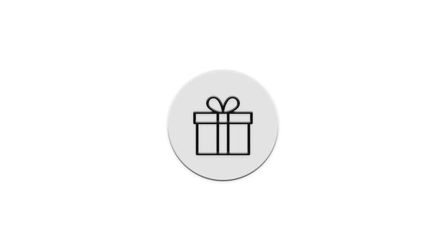 Gift box icon animation on white background, celebrate holiday present, simple animation, motion graphics.