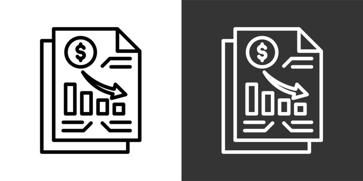 Depreciation Black And White Icon Set Collection Pack Vector Illustration