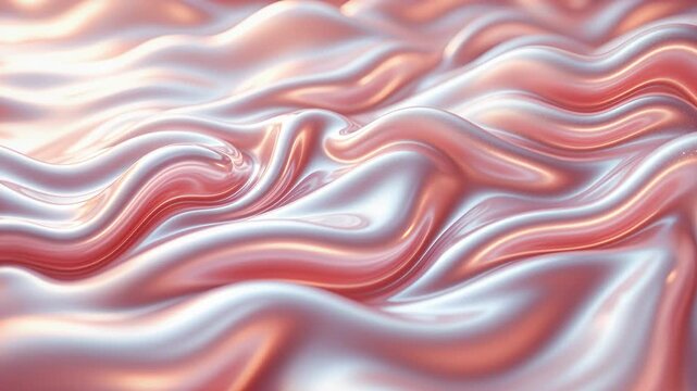 Elegant, gently undulating liquid surface with a satin texture and metallic rose gold highlights