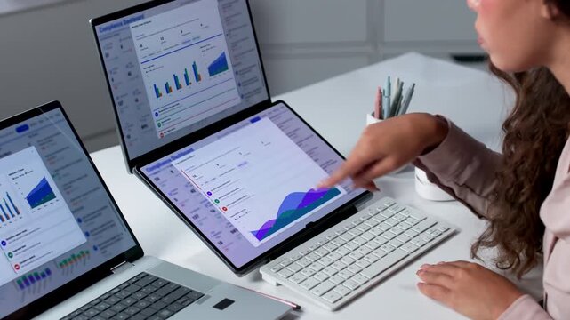 Compliance Officer Reviews Risk Dashboard On Laptop
