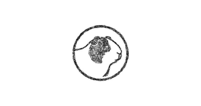 Sketch guinea pig logo icon animation - smooth progressive reveal