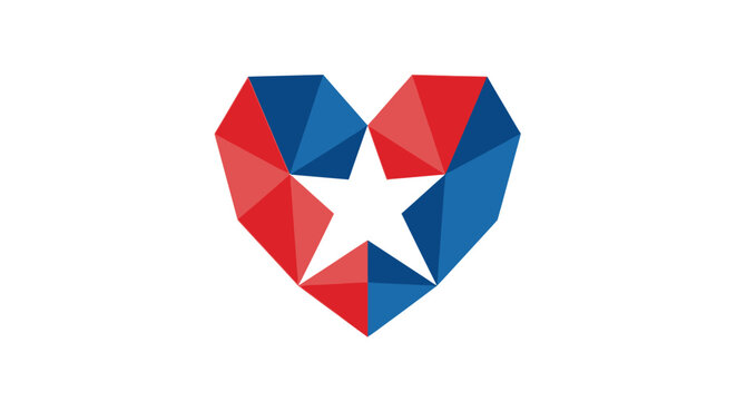 Abstract geometric heart shape with a central star symbol.