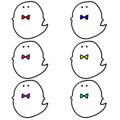 ハロウィンのかわいいおばけ 蝶ネクタイ 6色セット © 七海 坂本