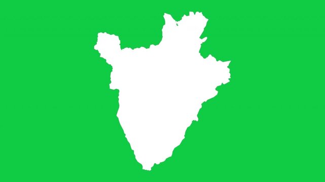 Burundi map pop animation with green background
