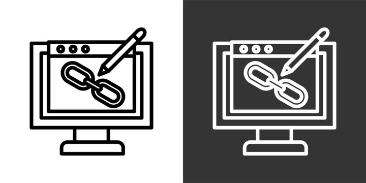Backlinks Black And White Icon Set Collection Pack Vector Illustration