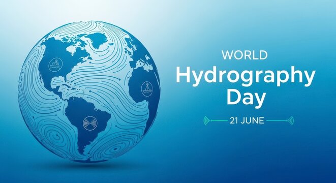 World Hydrography Day Celebration with Globe and Water Patterns on June 21