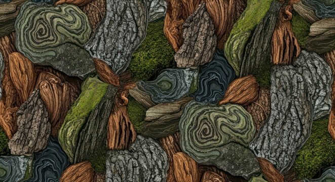 Detailed Celtic knotwork tree bark patterns.