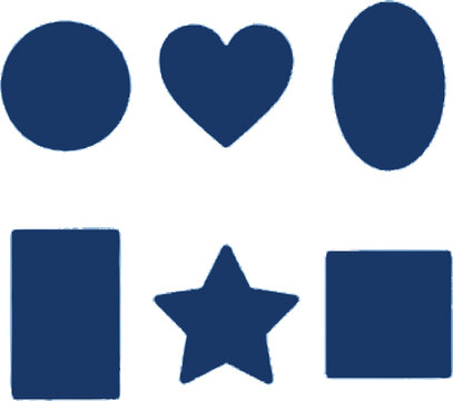 Set of basic geometric shapes in solid navy blue color with geometry rectangle illustration