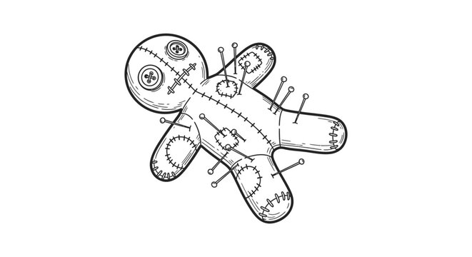 Voodoo doll with buttons and pins