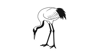 Obraz premium Black and white illustration of a crane bending down