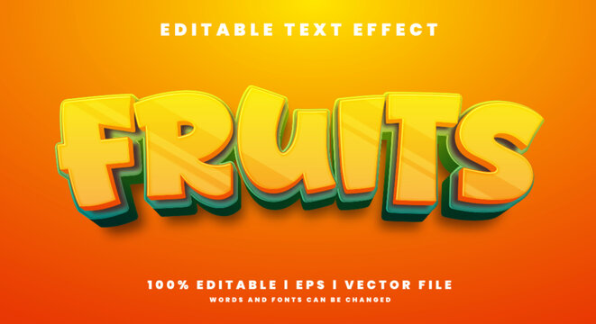 fruits text effects, modern colors. Text style effects.