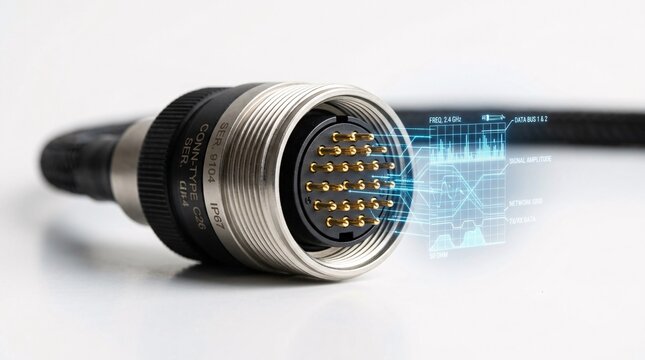 Multi-Pin Waterproof Circular Connector with Holographic Tech Data
