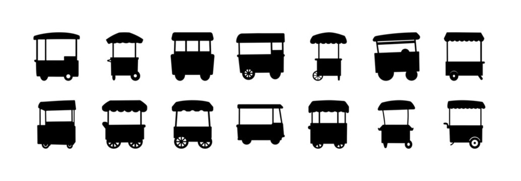 Black vintage trishaw and auto rickshaw vector icons - Collection of classic black trishaw and auto rickshaw vector icons in a simple, clean style for various uses.